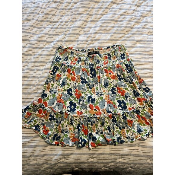 Lauren Ralph Lauren Black Label Tiered A-Line Floral Midi Skirt Size XL - Picture 6 of 10